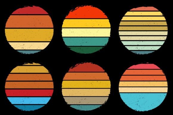 Retro Vintage Sunset Grunge Background Bundle
