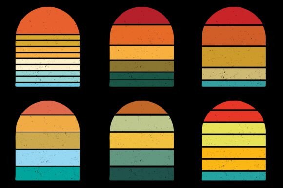 Retro Vintage Sunset Grunge Background Bundle