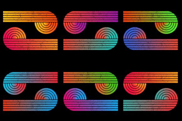 Retro Vintage Sunset Grunge Background Bundle
