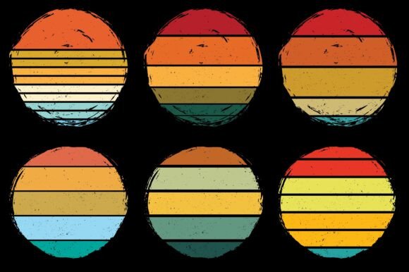 Retro Vintage Sunset Grunge Background Bundle