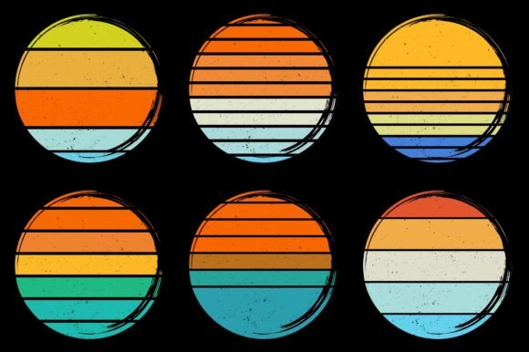 Retro Vintage Sunset Grunge Background Bundle