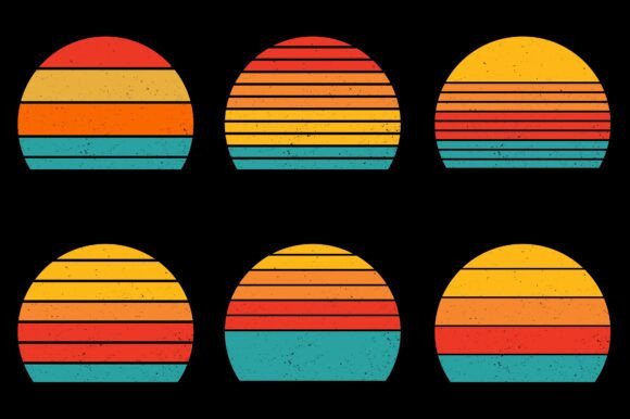 Retro Vintage Sunset Grunge Background Bundle