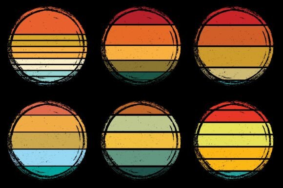 Retro Vintage Sunset Grunge Background Bundle