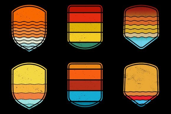 Retro Vintage Sunset Grunge Background Bundle