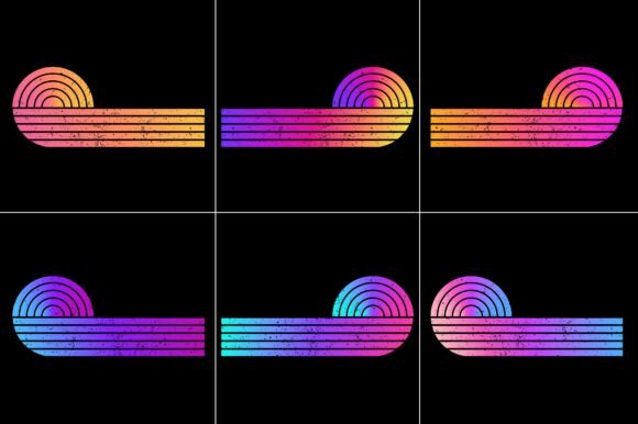 Retro Vintage Sunset Grunge Background Bundle