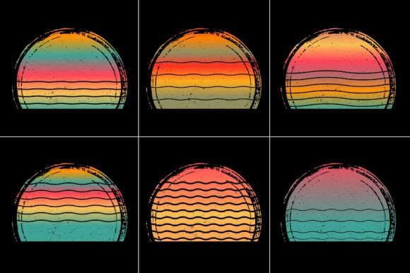 Retro Vintage Sunset Grunge Background Bundle