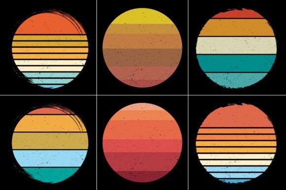 Retro Vintage Sunset Grunge Background Bundle