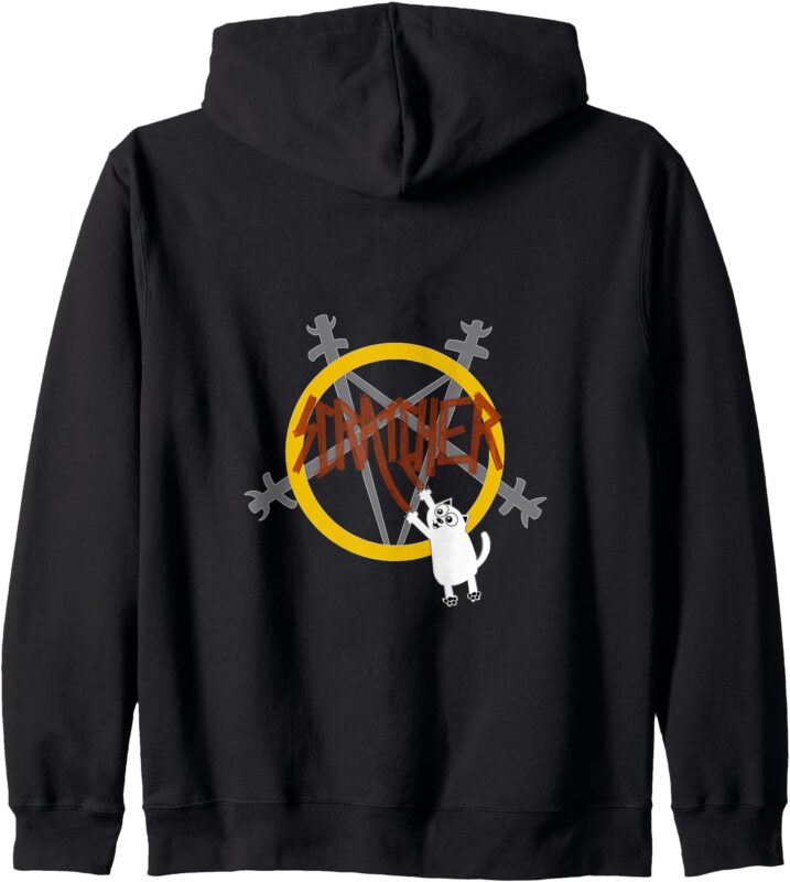 Scratcher! Cat Metal Band Parody Zip Hoodie