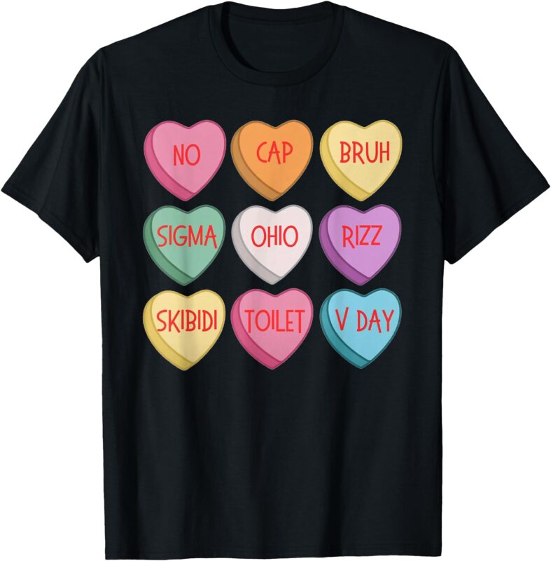 Skibidi Valentine’s Day Rizz Candy Heart Groovy T-Shirt