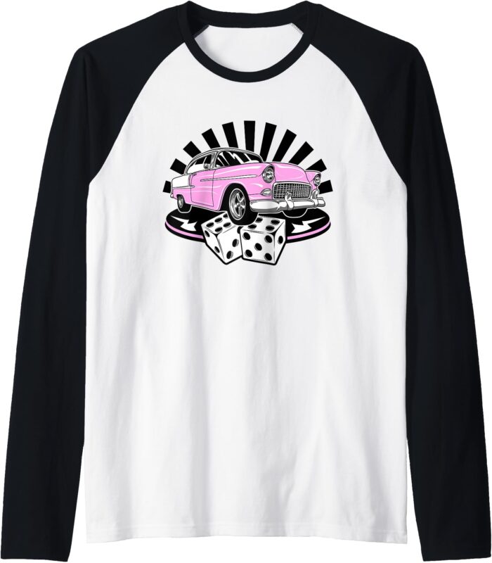 Sock Hop 50s Greaser Rock and Roll Outfit 60s Rockabilly Raglan Baseball Tee