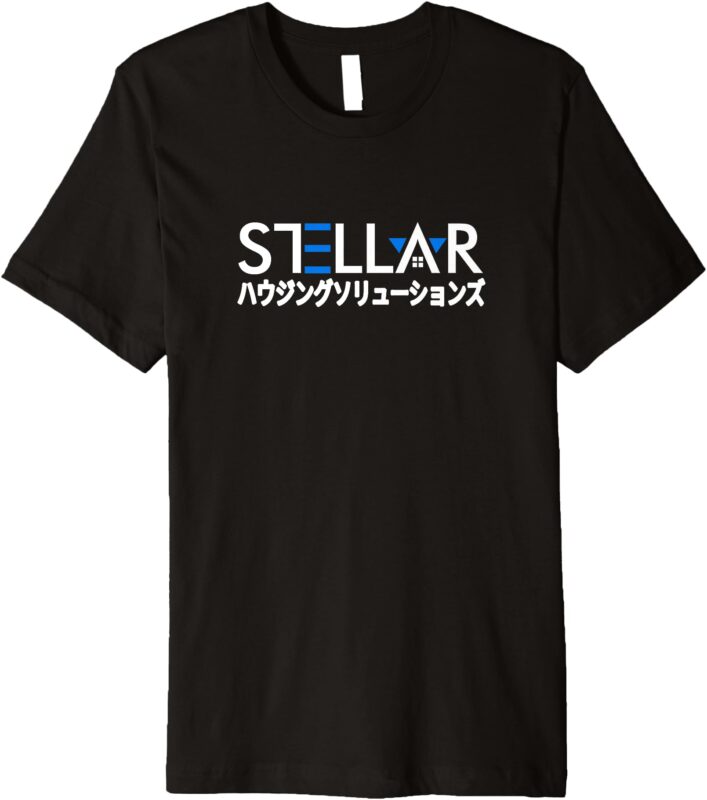 Stellar Housing Solutions_ Japanese Blue & White Wordmark Premium T-Shirt