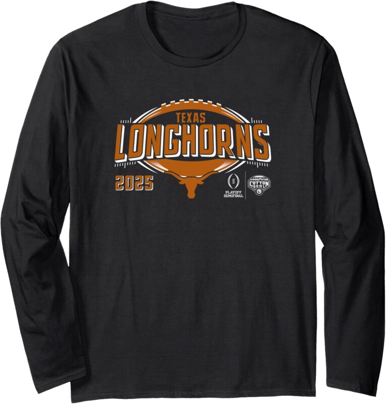 Texas Longhorns CFP Cotton Bowl 2024-25 Football Black Long Sleeve T-Shirt