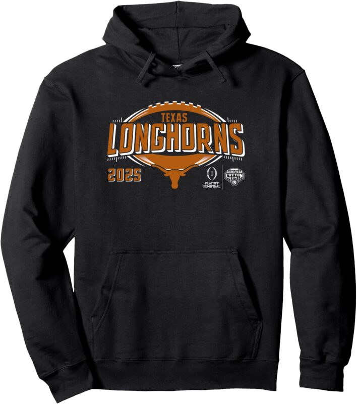 Texas Longhorns CFP Cotton Bowl 2024-25 Football Black Pullover Hoodie
