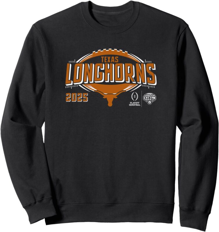 Texas Longhorns CFP Cotton Bowl 2024-25 Football Black Sweatshirt