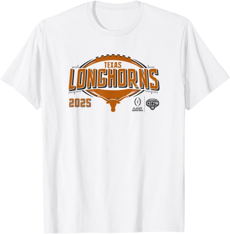 Texas Longhorns CFP Cotton Bowl 2024-25 Football White T-Shirt