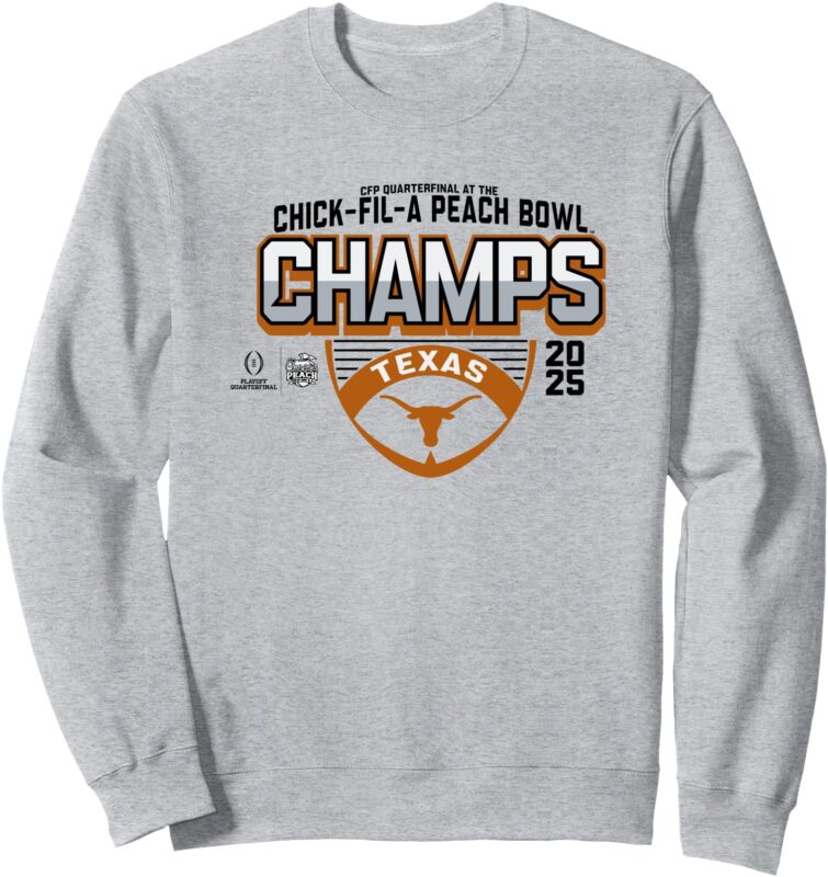 Texas Longhorns Peach Bowl Champs 2025 Football Gray Sweatshirt