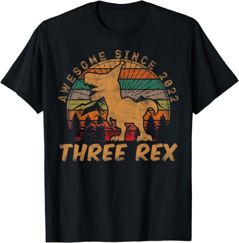 Three Rex 3rd Birthday Gifts Third Dinosaur 3 Year Old T-Shirt
