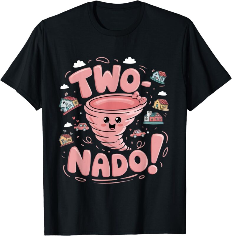Tow Nado 2 Year Old Girl Tornado Cute Birthday Party T-Shirt