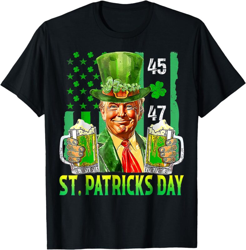 Trump 2025 American Flag Vintage St. Patrick’s Day Irish T-Shirt