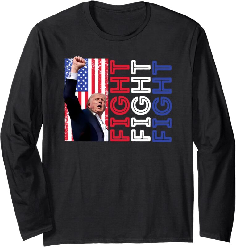 Trump Fight Fight Fight American Flag Butler Never Surrender Long Sleeve T-Shirt