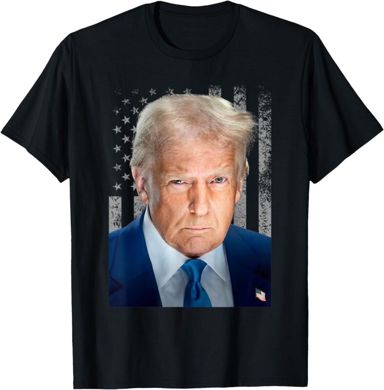 Trump Official Portrait USA Flag 4th of July 45 47th Grunge T-Shirt