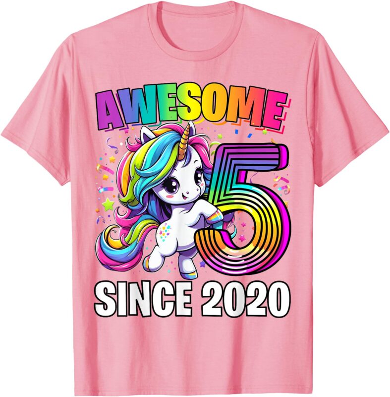Unicorn 5th Birthday 5 Year Old Unicorn Party Girls Outfit T-Shirt
