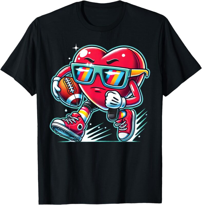 Valentines Day Heart Quarterback Receiver Football Boys Kids T-Shirt