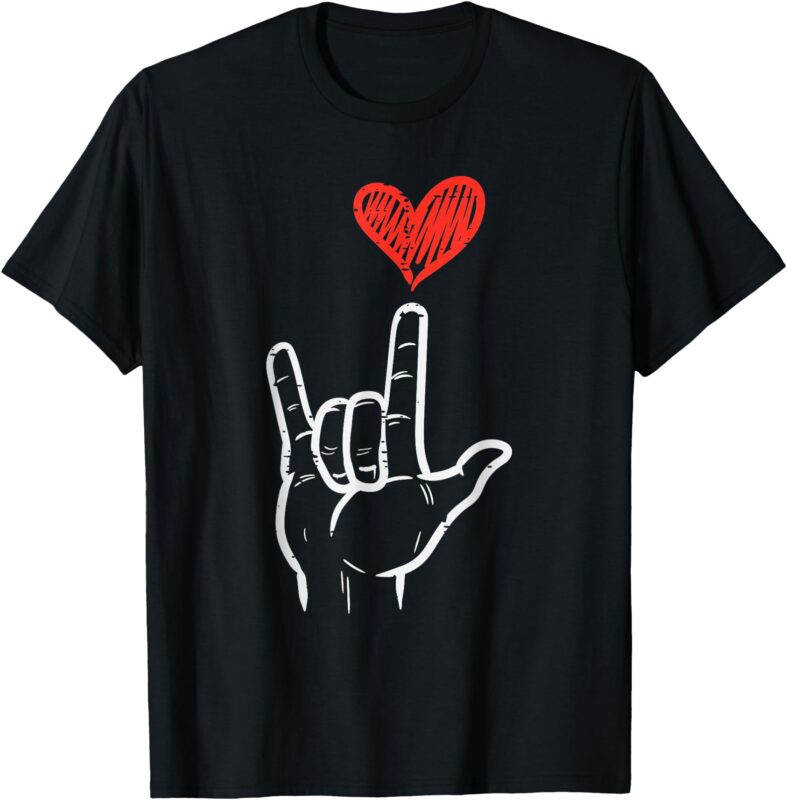 Valentines Day I Love You Hand Sign ASL Heart Women Kids Men T-Shirt