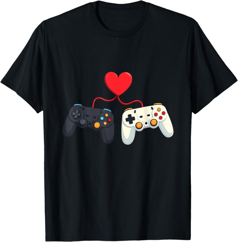 Video Gamer Valentines Day With Controllers Heart T-Shirt