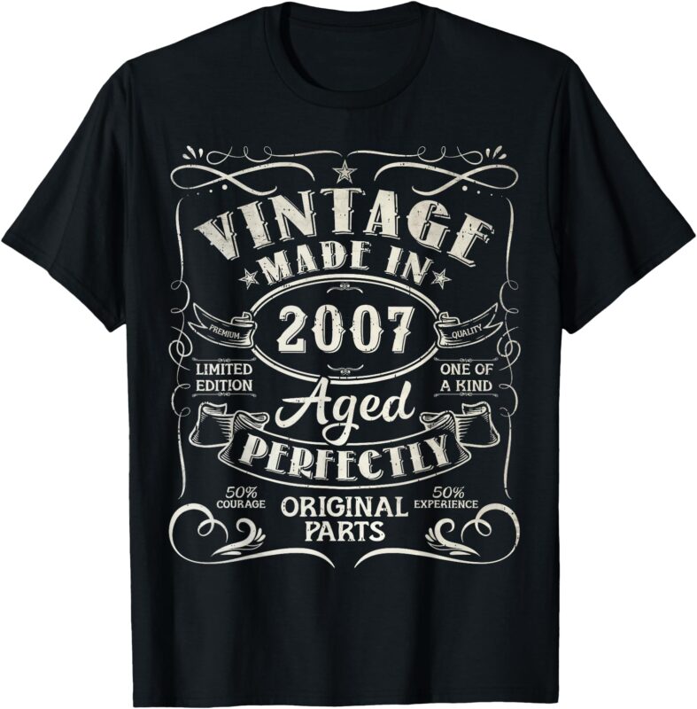 Vintage 18th Birthday Decorations Men Funny 2007 18 Birthday T-Shirt