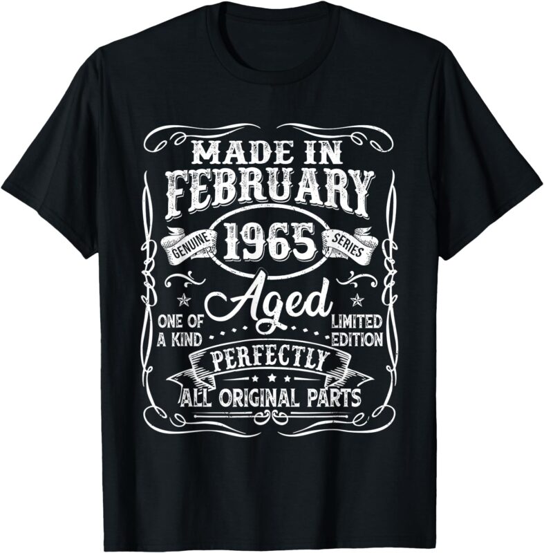Vintage 60 Years Old Made In February 1965 60th Birthday Men T-Shirt