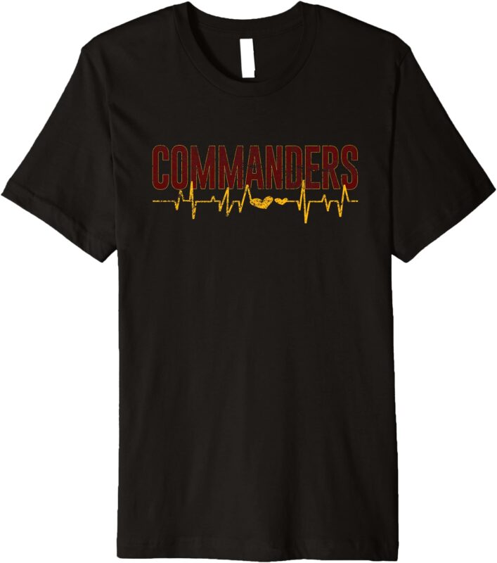 Vintage Commanders’ Heart Beat Distressed Sports Spirit Premium T-Shirt