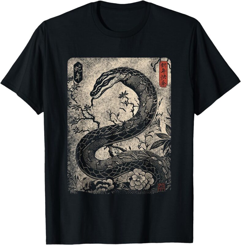 Vintage Distressed Year of the Snake 2025 Chinese New Year T-Shirt