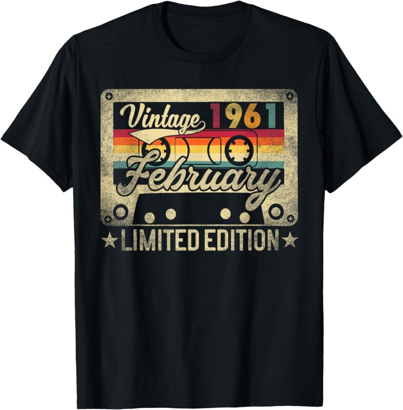 Vintage February 1961 Birthday Funny Retro T-Shirt