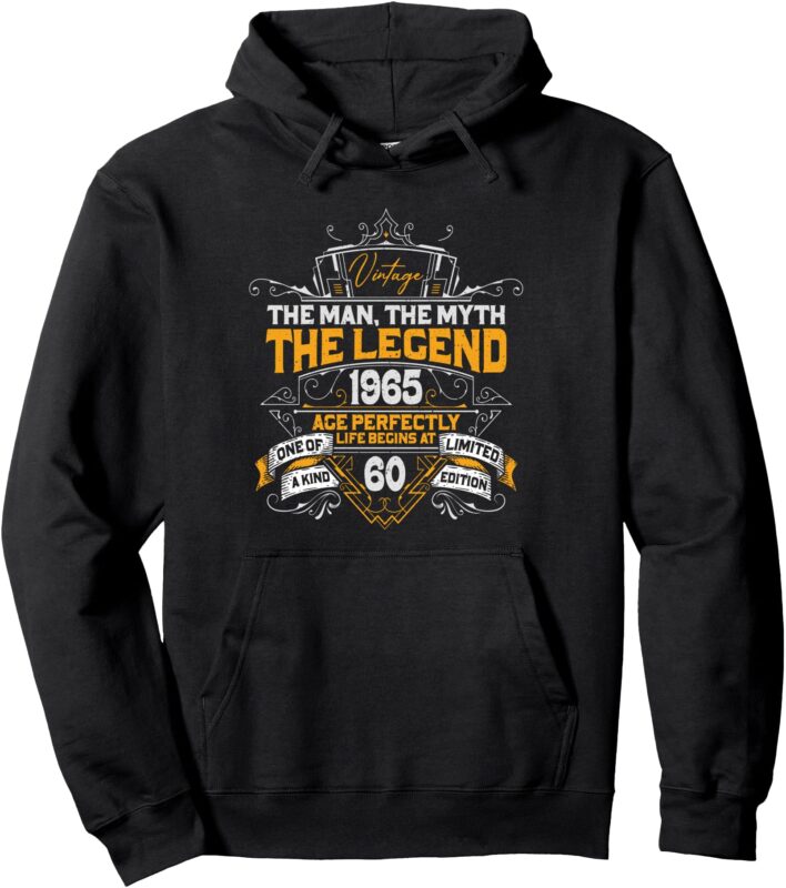 Vintage Made In 1965 Man Myth Legend 60th Birthday Gifts Men Pullover Hoodie