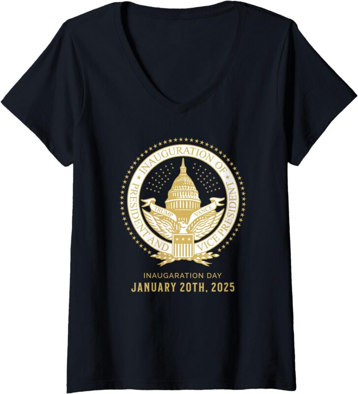 Womens 47th Presidential Inauguration President Donald Trump 2025 V-Neck T-Shirt