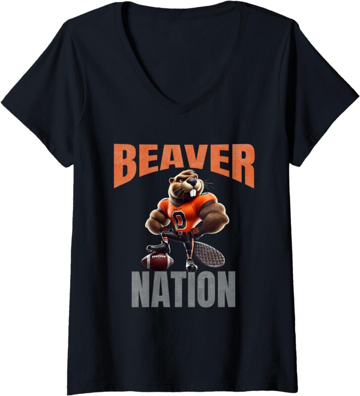 Womens Beaver Nation in the great State of Oregon V-Neck T-Shirt