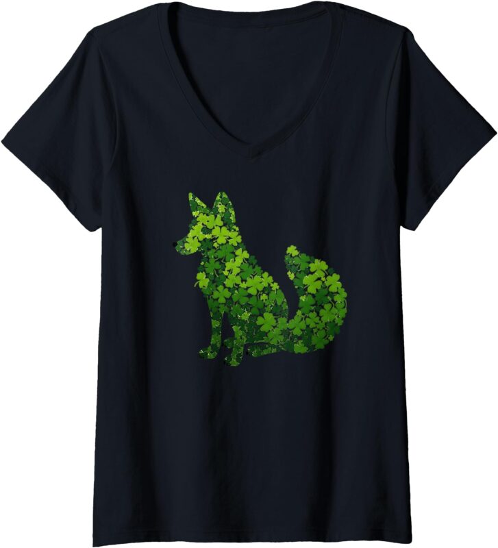 Womens Clover Fox V-Neck T-Shirt