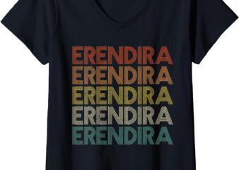Womens Erendira Retro Vintage V-Neck T-Shirt
