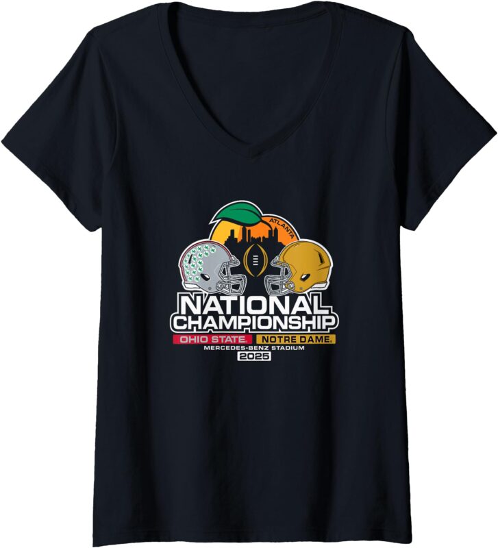 Womens Ohio State vs Notre Dame National Championship 2025 Black V-Neck T-Shirt