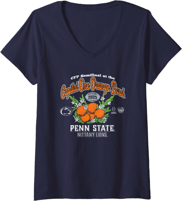 Womens Penn State Nittany Lions CFP Orange Bowl 2024-25 Navy V-Neck T-Shirt