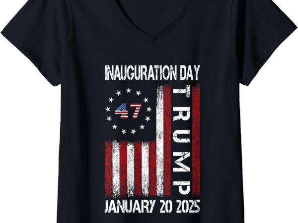 Womens president donald trump inauguration day 2025 memorabilia fla v-neck t-shirt