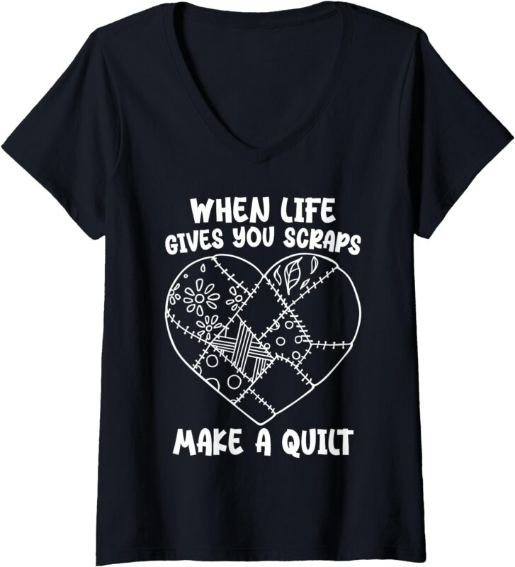 Womens Quilting Design Tee Women Grandma Quilt Lover Sewing Quilter V-Neck T-Shirt