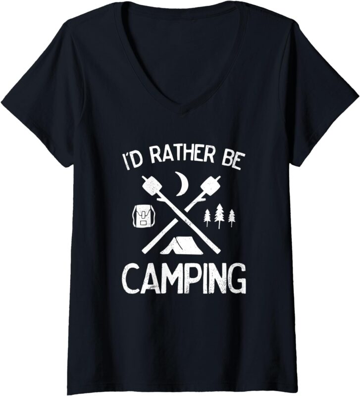 Womens Rather Be Camping for Campers Hikers and Outdoor Adventurers V-Neck T-Shirt