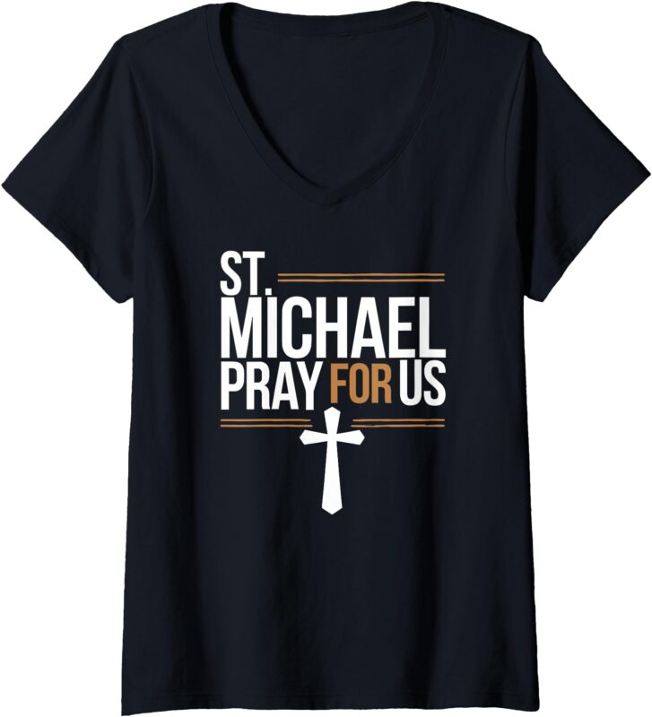 Womens St. Michael Patronage Catholic Confirmation V-Neck T-Shirt