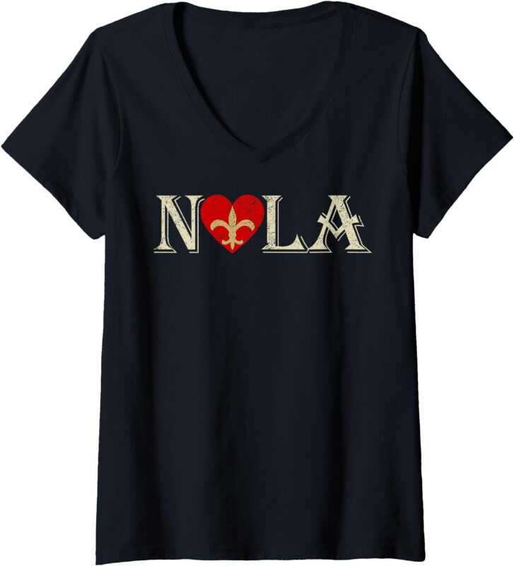 Womens Support Never Forget NOLA Orleans Strong Retro Vintage V-Neck T-Shirt
