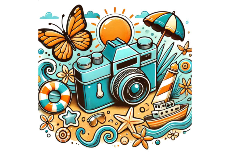 Trendy Photography Day Retro Floral Camera Graphics t-shirt design