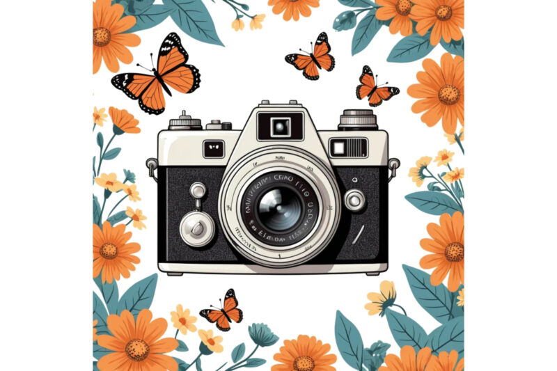 Trendy Photography Day Retro Floral Camera Graphics t-shirt
