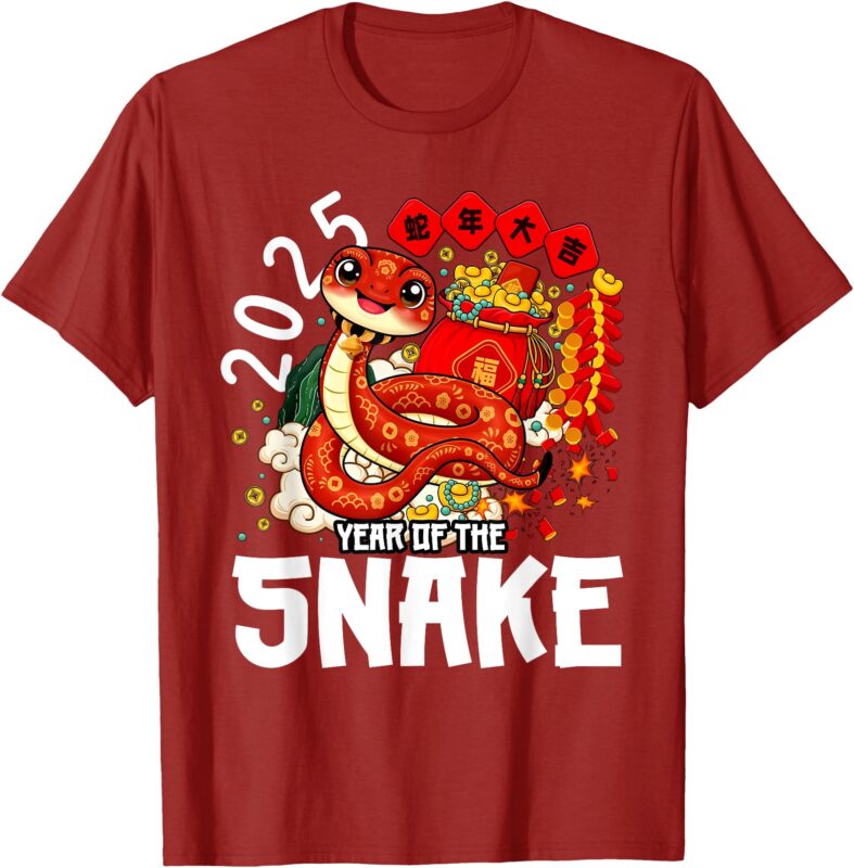 Year Of The Snake 2025 Chinese New Year 2025 Red Snake T-Shirt