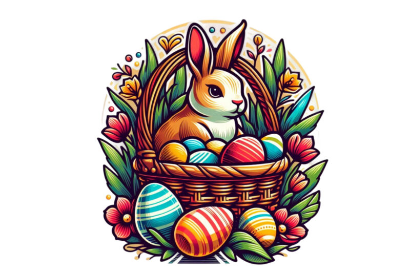 Colourful Easter Bunny Rabbit t-shirt design download instantly